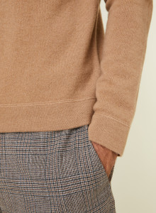 Pull col rond en cachemire finitions roulotées - Ernest 7820 camel - 88 Camel