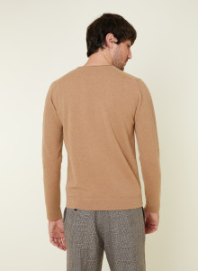 Pull col rond en cachemire finitions roulotées - Ernest 7820 camel - 88 Camel