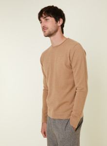 Pull col rond en cachemire finitions roulotées - Ernest 7820 camel - 88 Camel