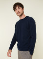 Pull col rond en cachemire finitions roulotées - Ernest 7840 marine - 05 Bleu marine
