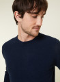 Pull col rond en cachemire finitions roulotées - Ernest 7840 marine - 05 Bleu marine