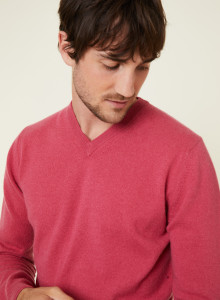 Pull col V en cachemire - Evann 7883 romance - 26 Rose foncé