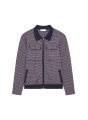 Veste col polo à motifs pied-de-poule en laine mérinos - Fabien