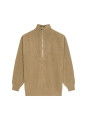 Recycled Wool and Cashmere Beaded Trucker Neck Sweater - English