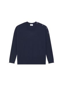 Loose-fit buttoned cashmere round-neck sweater - Acene