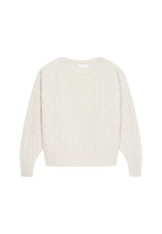 Pull ample à jeux de points en laine cocon - Gassia 7801 ecru - 82 Ecru