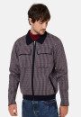 Veste col polo à motifs pied-de-poule en laine mérinos - Fabien