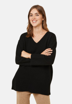 Loose sweater with slits in recycled cashmere and wool - Darius