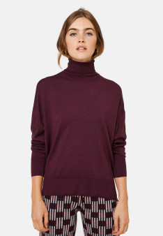 Pull col roulé à fentes en laine mérinos - Amy
