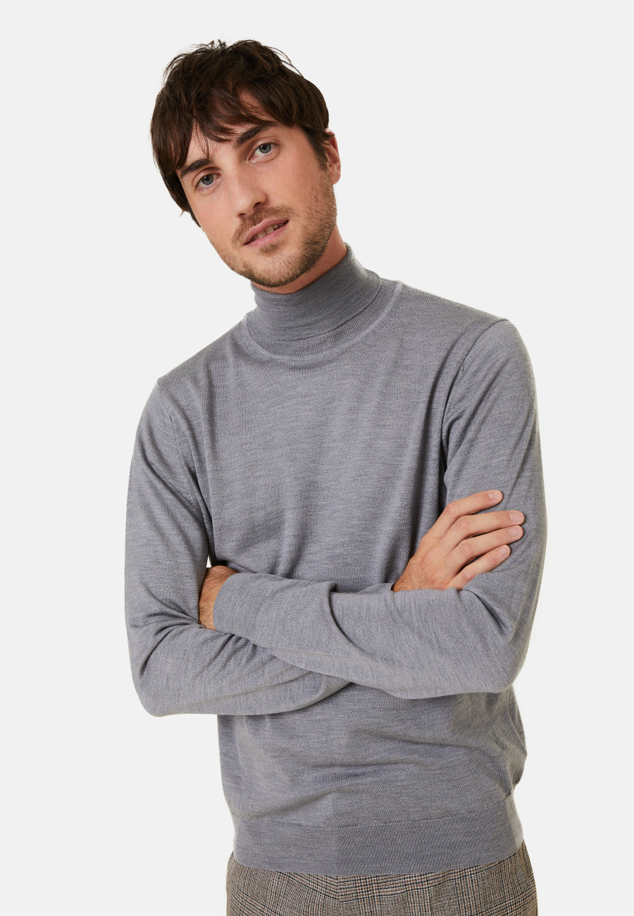 Pull col roulé avec logo en laine mérinos - Enzo Pull col roulé avec logo en laine mérinos - Enzo