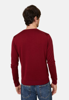 V-neck sweater with logo in merino wool - Elmo