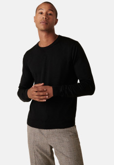 Pull col rond avec logo en laine mérinos - Eddie 7852 celadon - 94 Vert amande