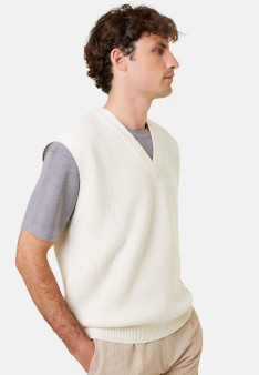 Pull col V sans manches en laine mérinos - Felipe