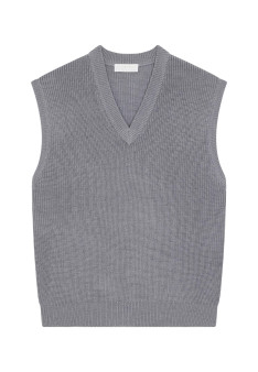 Pull col V sans manches en laine mérinos - Felipe