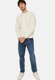 Pull col rond maille gaufrée en laine et cachemire - Fall