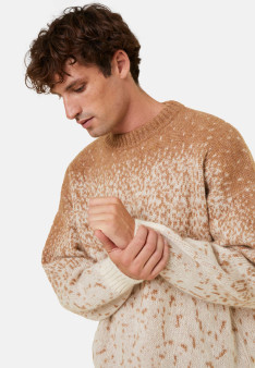 Two-tone round-neck mohair sweater - Figaro