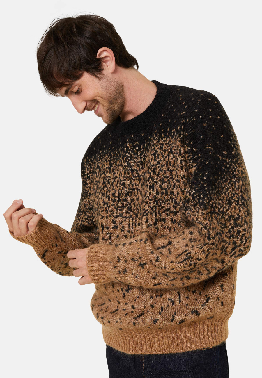 Two-tone round-neck mohair sweater - Figaro Two-tone round-neck mohair sweater - Figaro