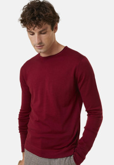 Pull col rond en laine mérinos finitions roulotées - Rythme 7860 soleil - 89 Moutarde