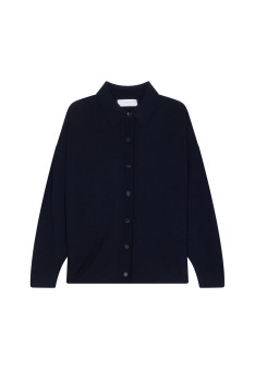 Veste boutonnée col polo en laine mérinos - Gabriella 7820 camel - 88 Camel