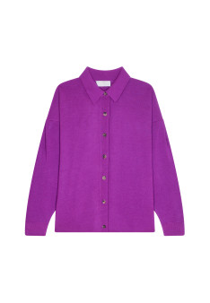 Merino wool polo neck button-down jacket - Gabriella