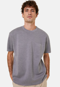 Loose t-shirt with pocket in merino wool - Florentin