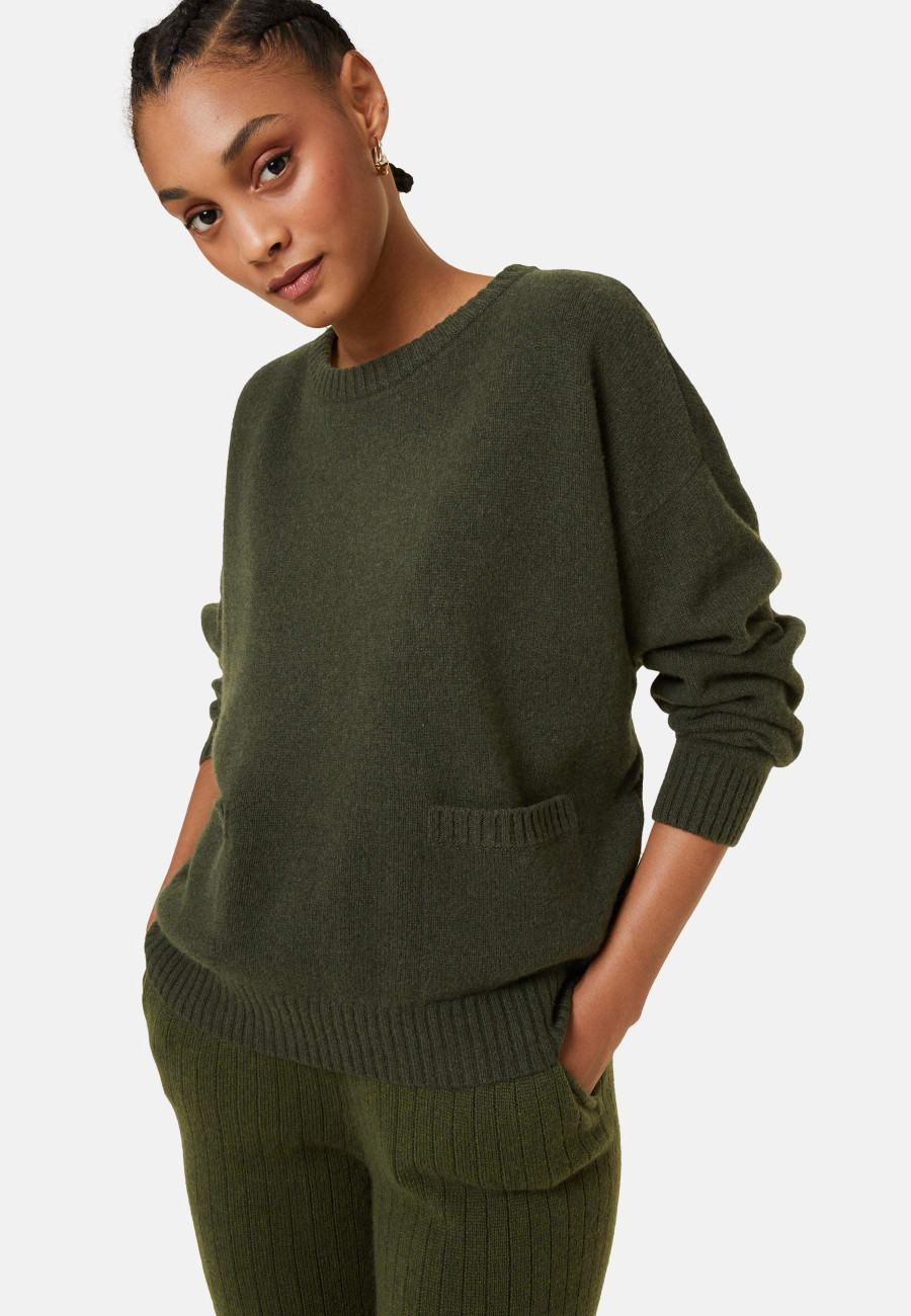 Pull ample à poches en cachemire et laine recyclés - Davina 7841 saphir - 06 Bleu moyen Pull ample à poches en cachemire et laine recyclés - Davina 7841 saphir - 06 Bleu moyen