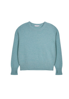 Pull col rond manches mitaines en laine et cachemire - Gemma 7811 volute - 09 Gris moyen