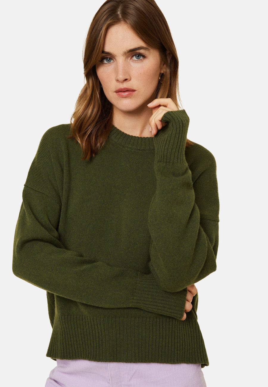 Pull col rond manches mitaines en laine et cachemire - Gemma 7811 volute - 09 Gris moyen Pull col rond manches mitaines en laine et cachemire - Gemma 7811 volute - 09 Gris moyen