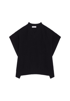 V-neck cape with cashmere dots - Gigi
