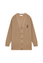 Loose buttoned cardigan with logo in merino wool - Frederic