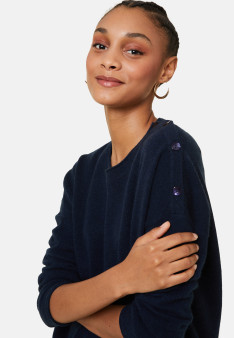 Loose-fit buttoned cashmere round-neck sweater - Acene