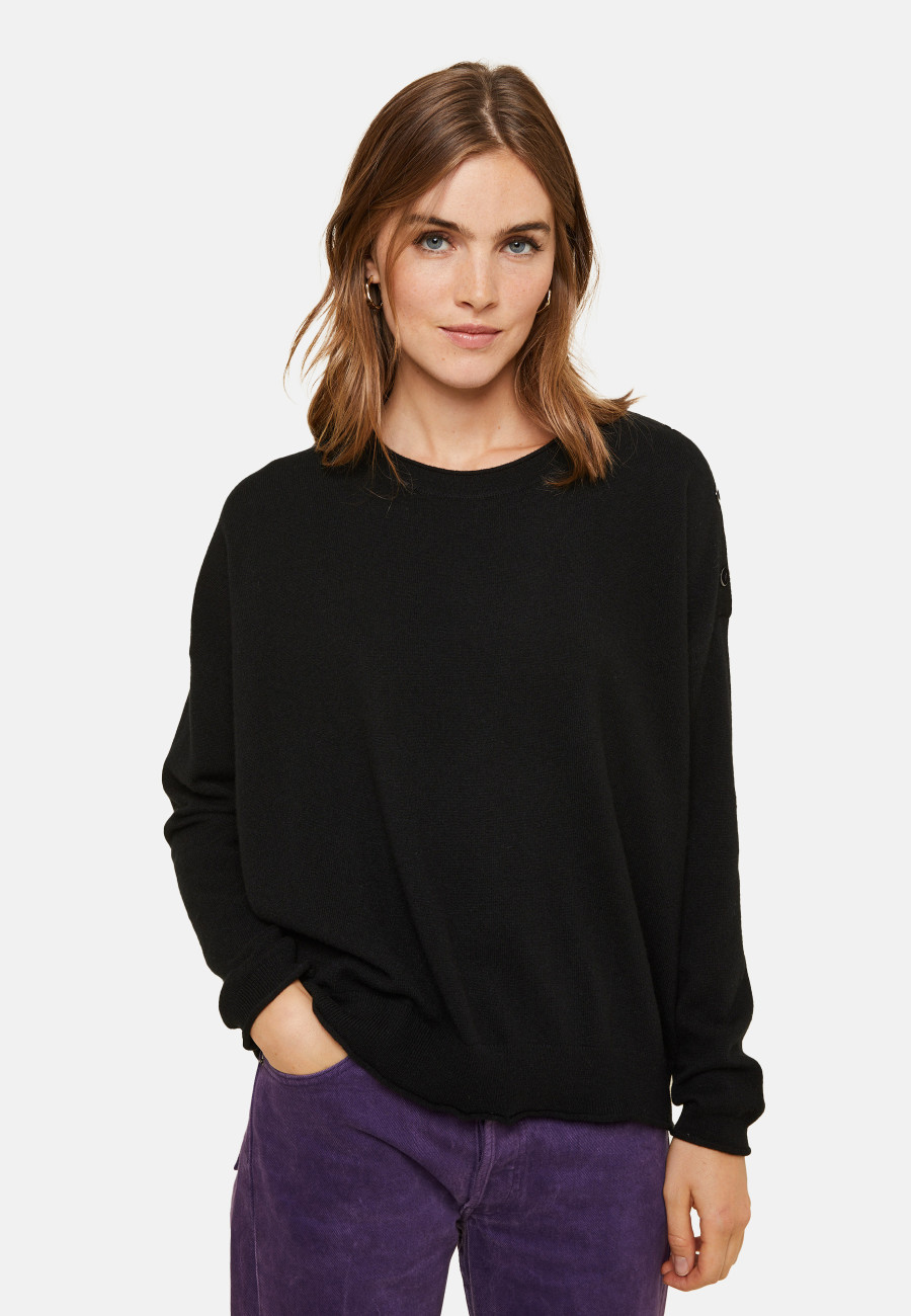 Pull ample boutonné à col rond en cachemire - Acene 7860 soleil - 89 Moutarde Pull ample boutonné à col rond en cachemire - Acene 7860 soleil - 89 Moutarde