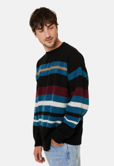 Round-neck striped sweater in recycled cashmere and wool - Fael