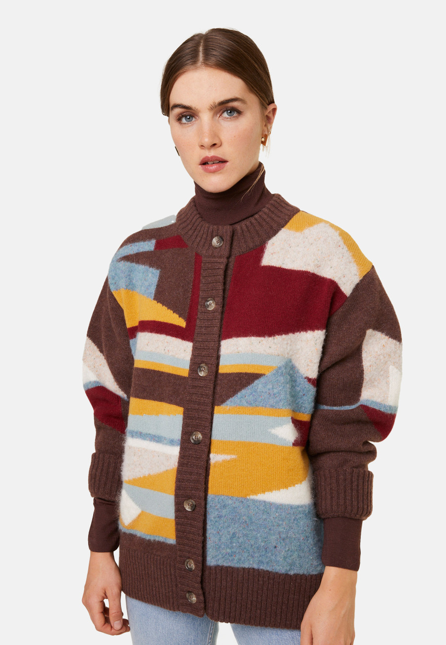 Long buttoned wool blend cardigan - Gloria Long buttoned wool blend cardigan - Gloria