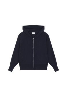 Zipped hoodie with batwing sleeves in recycled cashmere and wool - Albin