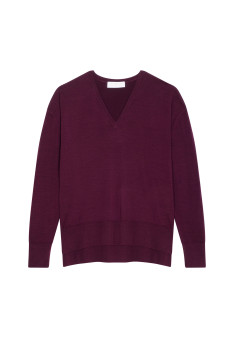 Merino wool V-neck sweater with slits - Aurora