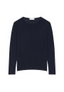 Buttoned t-shirt in cashmere bamboo round neck in fine knit - Aelia