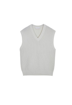 Pull col V sans manches en laine mérinos - Felipe
