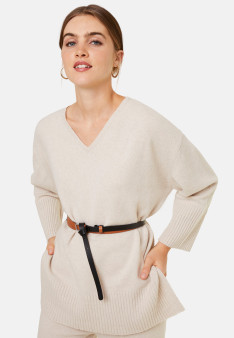 Loose sweater with slits in recycled cashmere and wool - Darius