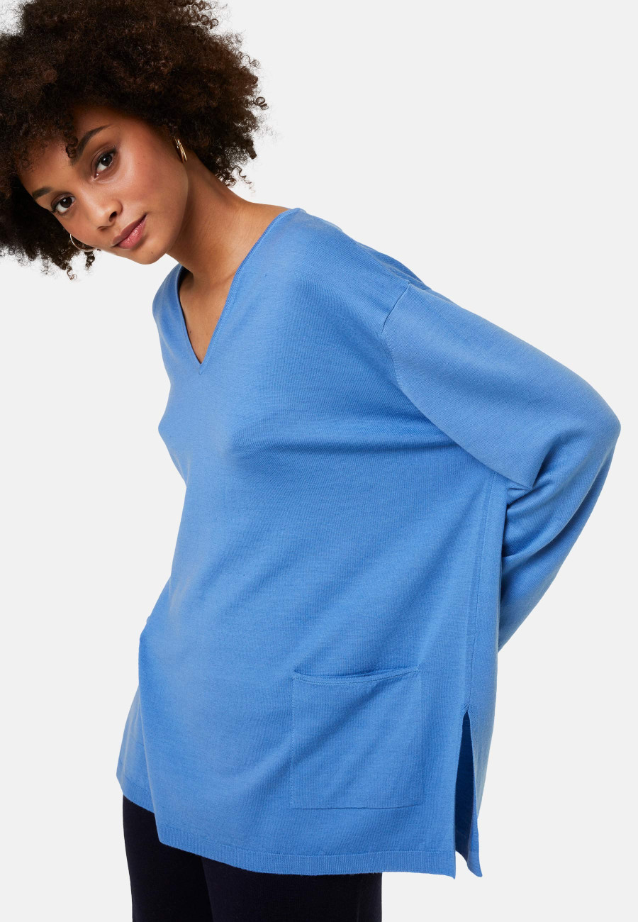 Loose V-neck sweater with pockets in merino wool - Albertine Loose V-neck sweater with pockets in merino wool - Albertine