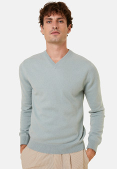 Pull col V en cachemire - Evann 7852 celadon - 94 Vert amande