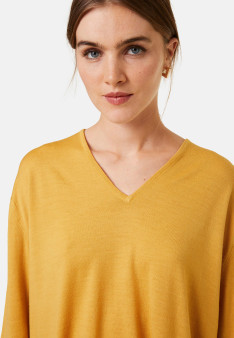 Pull ample col V à poches en laine mérinos - Albertine
