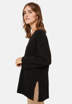 Loose sweater with slits in recycled cashmere and wool - Darius