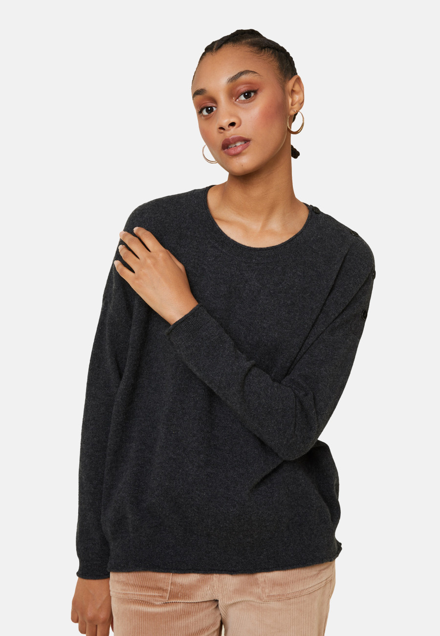 Loose-fit buttoned cashmere round-neck sweater - Acene Loose-fit buttoned cashmere round-neck sweater - Acene