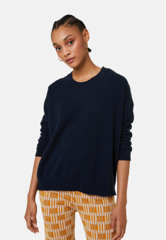 Loose-fit buttoned cashmere round-neck sweater - Acene
