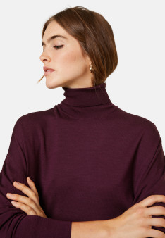 Pull col roulé à fentes en laine mérinos - Amy