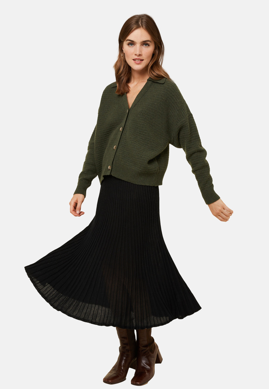 Open polo neck cardigan in recycled cashmere and wool - Lisa Open polo neck cardigan in recycled cashmere and wool - Lisa
