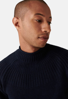 Pull en cachemire col avec jeu de mailles - Arman
