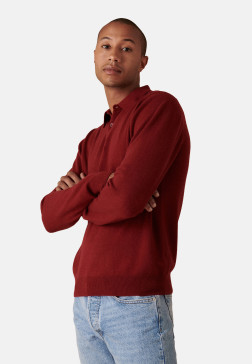 Pull col polo en cachemire - Emerson 7451 bronze - 83 Kaki