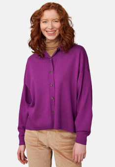 Merino wool polo neck button-down jacket - Gabriella